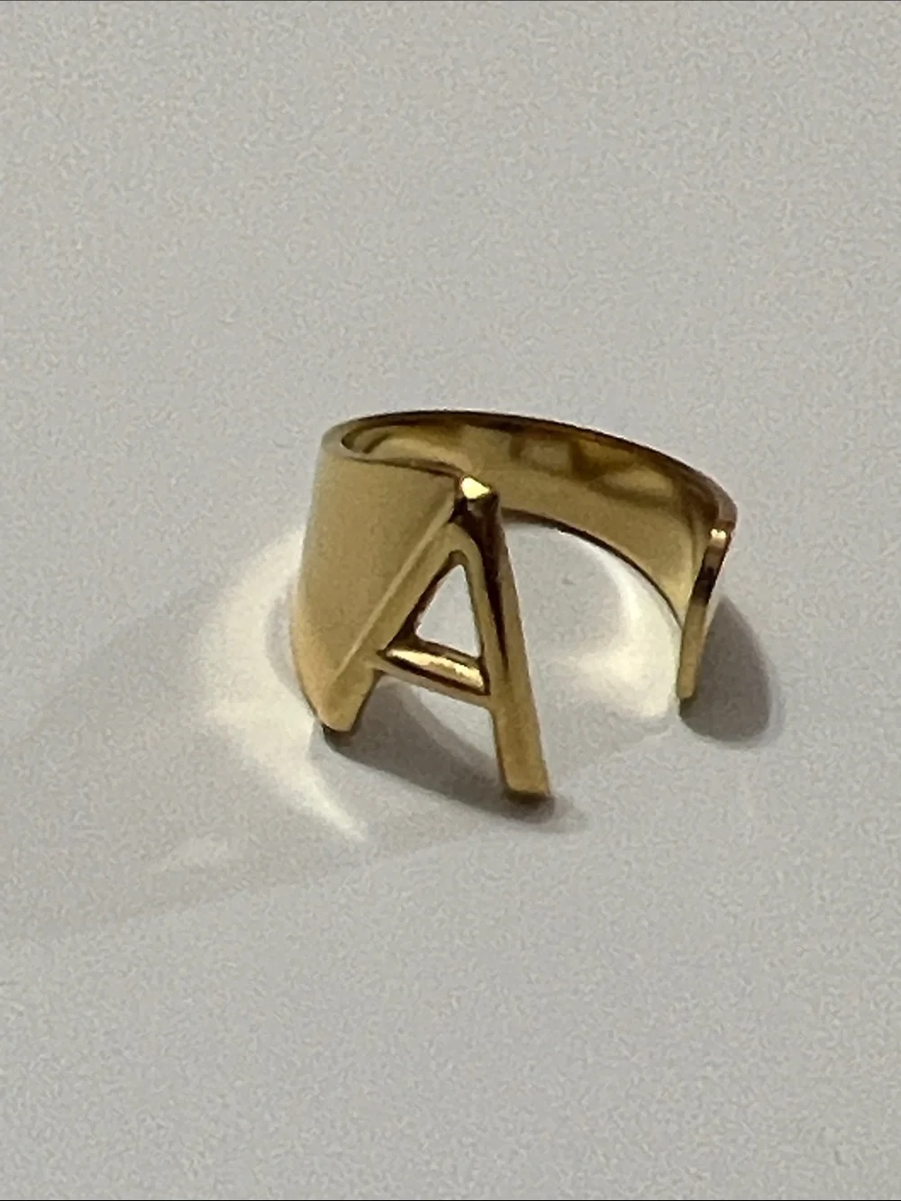 Plunder Gold tone Letter 'A' Statement Ring stainless steel